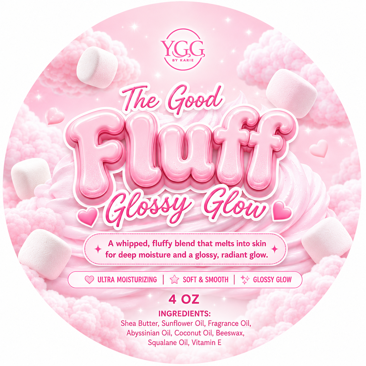 YGG The Good Fluff Glossy Glow | 4 oz Body Balm | Hydrating